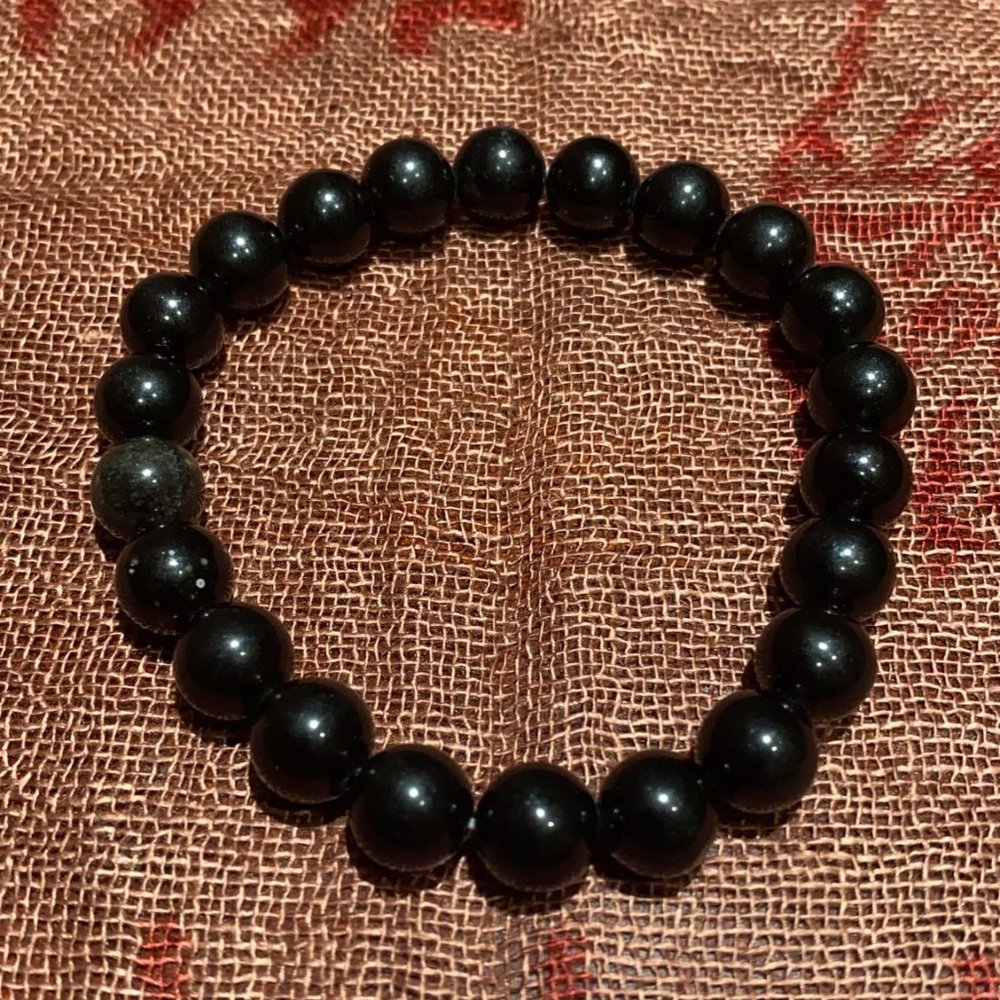 8MM Black Obsidian Bead Bracelet